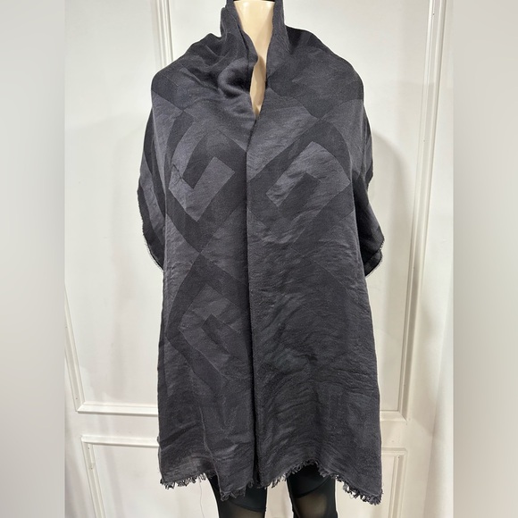 Givenchy Charcoal Black Woven Monogram Silk-Blend Scarf - Picture 2 of 7